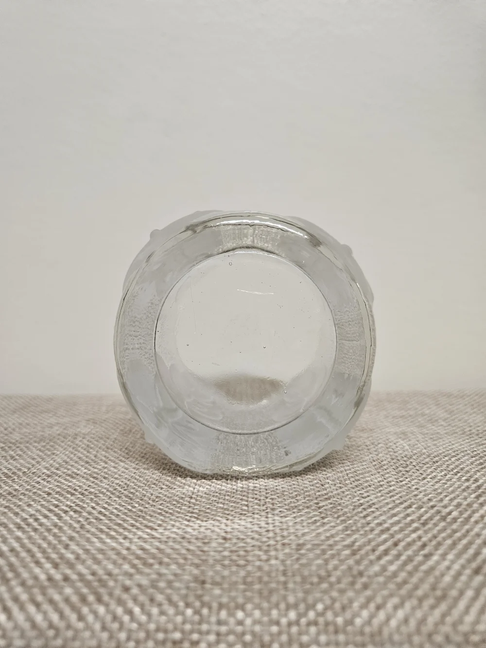 Vintage Nybro Sweden Snowman Glass Votive Candle Holder Frosted White 1980s
